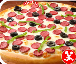Пицца с сосисками большая