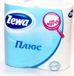 Туалетная бумага плюс белая "Zewa" 4шт