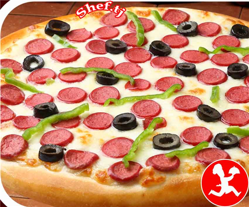 Пицца с сосисками маленькая