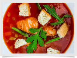 Томатный суп с лососем / Tomato soup with salmon (Recommended)  (250 г)