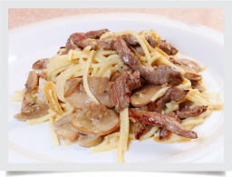 Спагетти с телятиной и грибами / Spaghetti with beef and mushrooms  (New)(300 г)