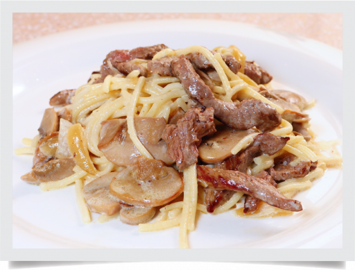 Спагетти с телятиной и грибами / Spaghetti with beef and mushrooms  (New)(300 г)