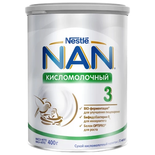 Сухая молочная смесь кисломолочный NAN №3 ж/б 400гр