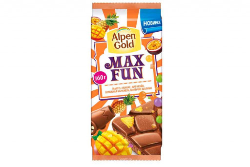 Шоколад max-fun манго-ананас-маракуйя "Alpen Gold" 160гр